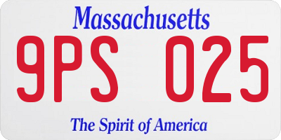 MA license plate 9PS025