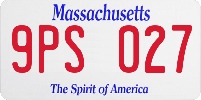 MA license plate 9PS027