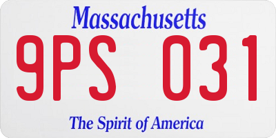 MA license plate 9PS031
