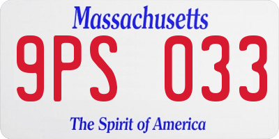 MA license plate 9PS033