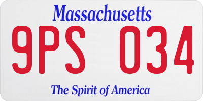 MA license plate 9PS034