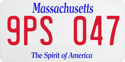 MA license plate 9PS047