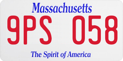 MA license plate 9PS058