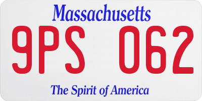 MA license plate 9PS062