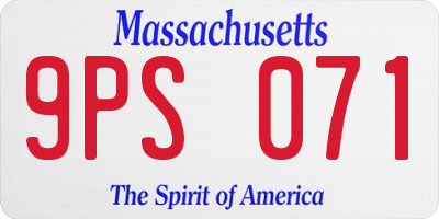 MA license plate 9PS071
