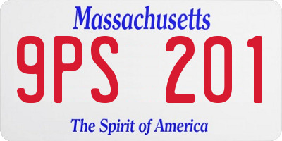 MA license plate 9PS201