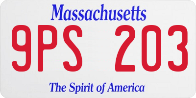 MA license plate 9PS203