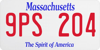 MA license plate 9PS204