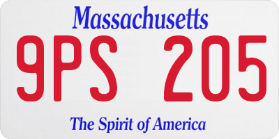MA license plate 9PS205