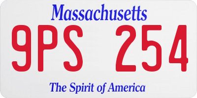 MA license plate 9PS254