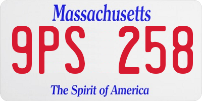 MA license plate 9PS258