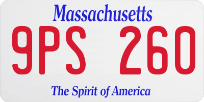 MA license plate 9PS260