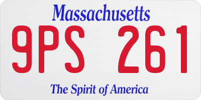 MA license plate 9PS261