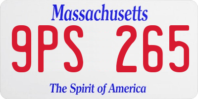 MA license plate 9PS265