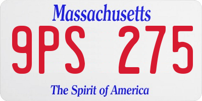 MA license plate 9PS275