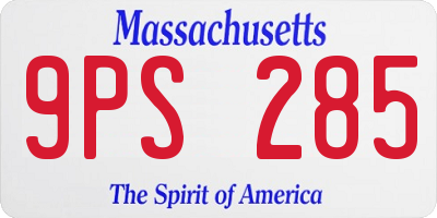 MA license plate 9PS285