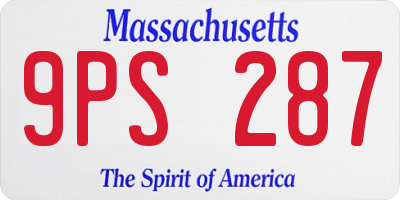 MA license plate 9PS287