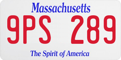 MA license plate 9PS289