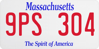 MA license plate 9PS304