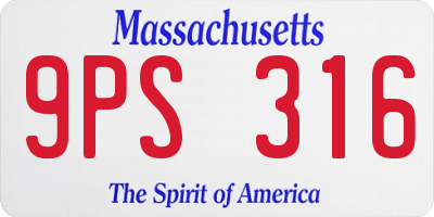 MA license plate 9PS316