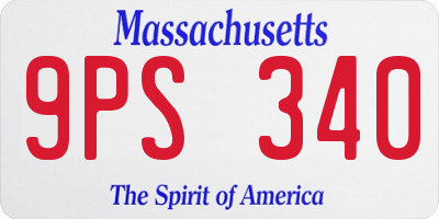 MA license plate 9PS340