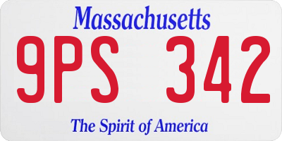 MA license plate 9PS342