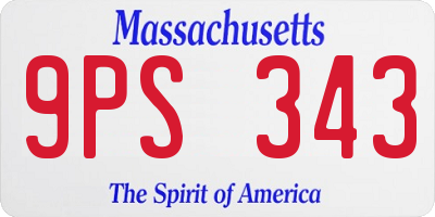MA license plate 9PS343