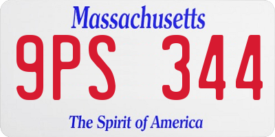 MA license plate 9PS344