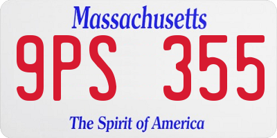 MA license plate 9PS355