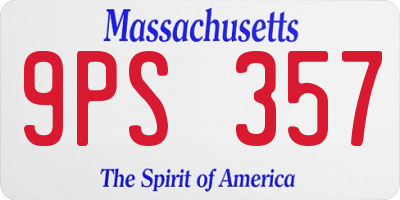 MA license plate 9PS357