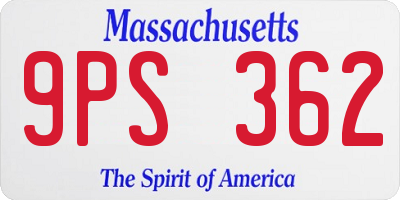 MA license plate 9PS362