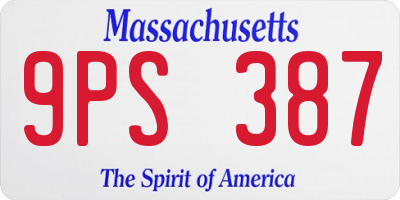 MA license plate 9PS387