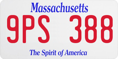 MA license plate 9PS388