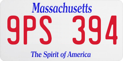 MA license plate 9PS394