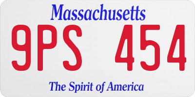 MA license plate 9PS454