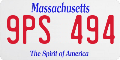 MA license plate 9PS494