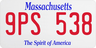 MA license plate 9PS538