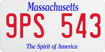 MA license plate 9PS543