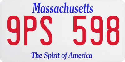 MA license plate 9PS598