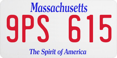MA license plate 9PS615