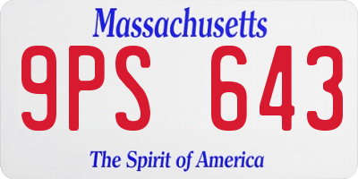 MA license plate 9PS643