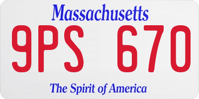 MA license plate 9PS670