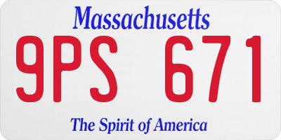 MA license plate 9PS671