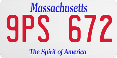 MA license plate 9PS672