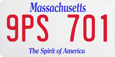 MA license plate 9PS701