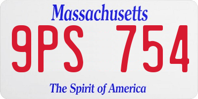 MA license plate 9PS754