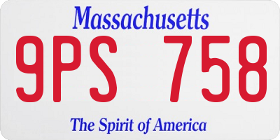 MA license plate 9PS758