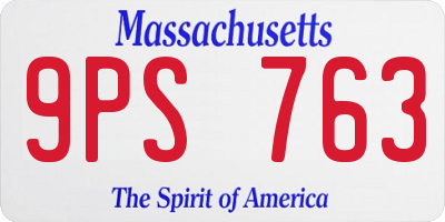 MA license plate 9PS763