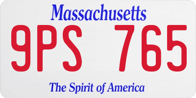 MA license plate 9PS765
