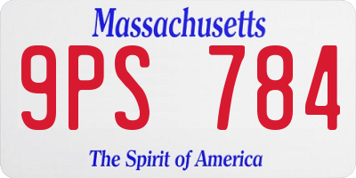 MA license plate 9PS784